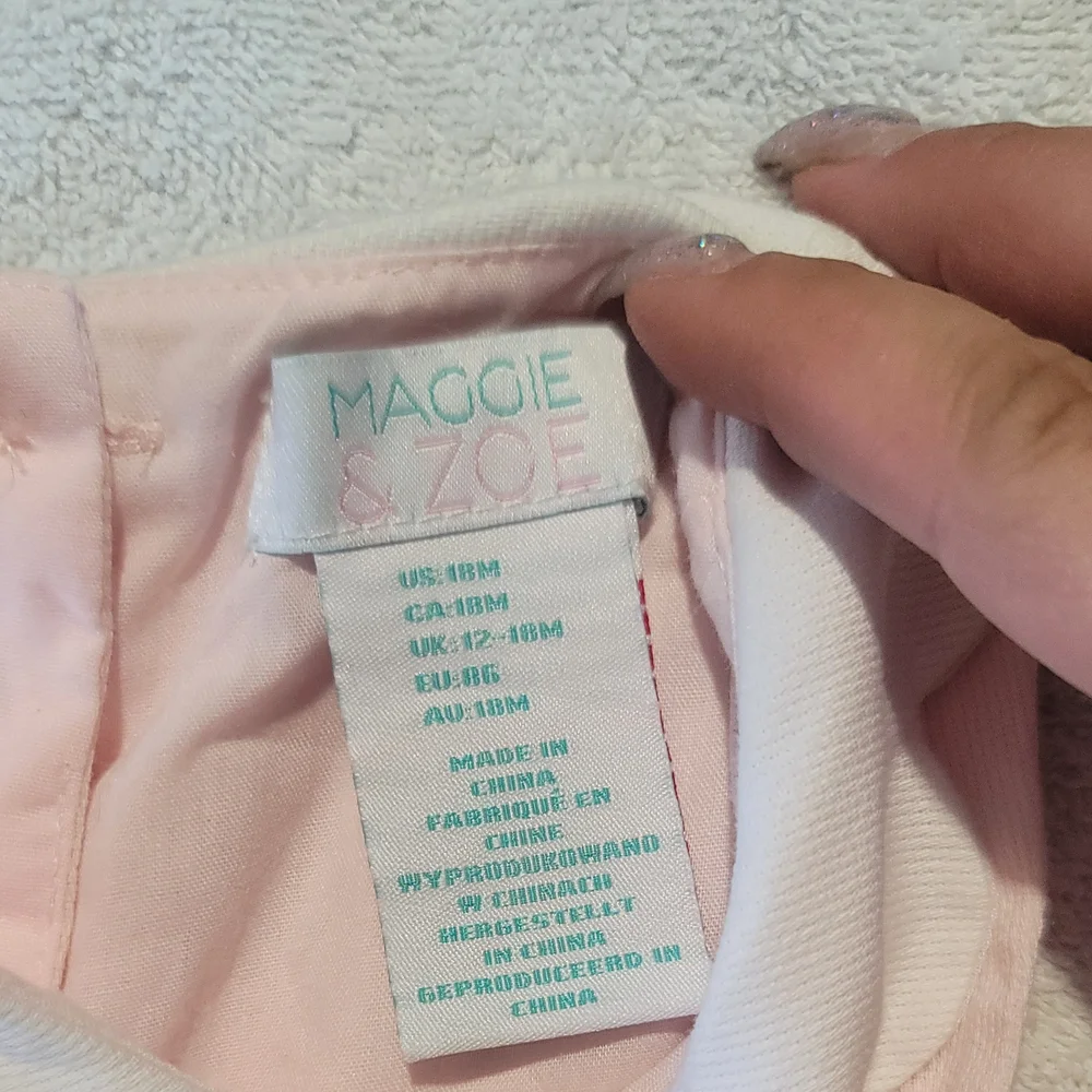 Maggie & Zoe Pink and Blue Dress with Bunny Details - Picture 3 of 5